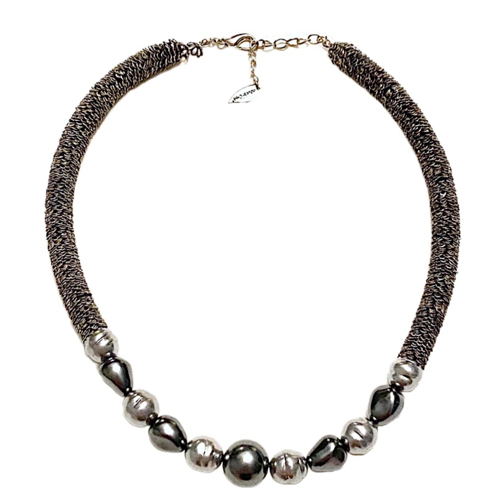 Coldwater Creek pearl silver statement necklace